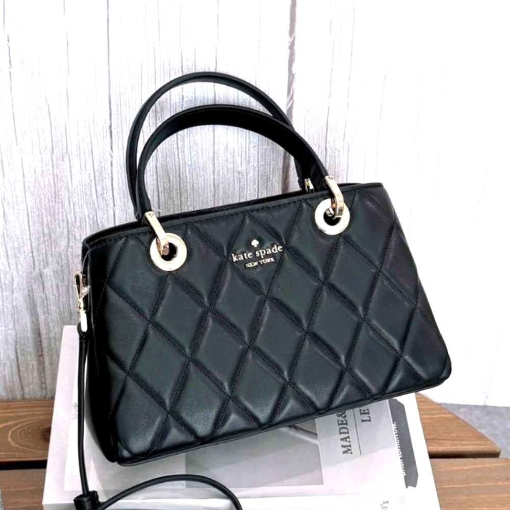 NWT Kate Spade KI849 Carey Small Quilted Sullivan Satchel Crossbody In Black
